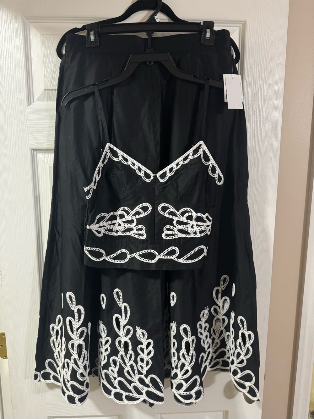 Jason Wu Black Two-Piece Set with White Embroidery